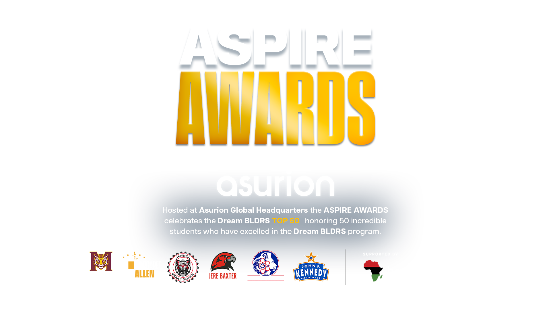 Aspire Awards hosted by Asurion featuring Dream BLDRS student leadership and six Nashville middle schools